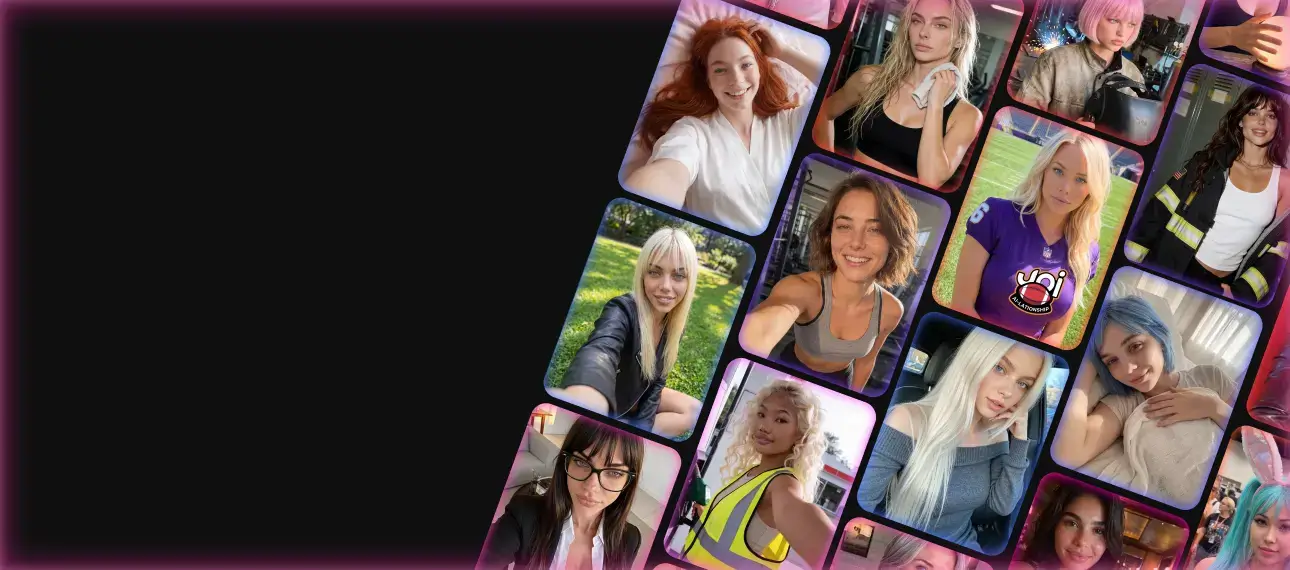 El catálogo de personajes de JOI AI, una cuadrícula de fotos de perfil de aspecto real
